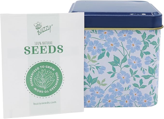 BUZZY Seeds Herbal Tea Garden Grow Kit – 3 Square Tin Planters with Lavender, Chamomile & Lemon Balm Seeds, Easy Indoor Herb Starter, Relaxing Gardening Gift Set