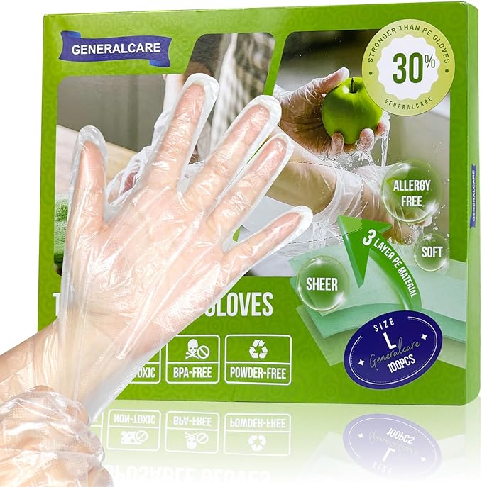 Disposable TPE Gloves Latex-Free Powder-Free BPA-Free Food Safe 100/400 Packs for Food Handling, Gardening, Cleaning