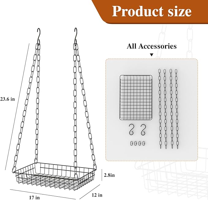 Plant Hanger Indoor 2 Pack, 17" Large Metal Hanging Planters, Indoor Plants Load 50LB Hanging Plant Shelf for Window Wall Ceiling Home Decor