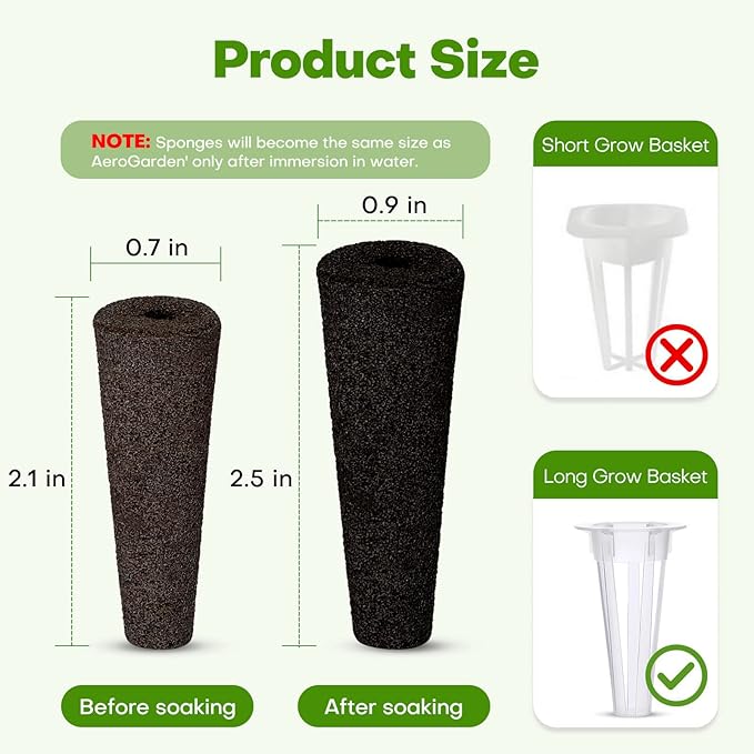 Ahopegarden 132pcs Hydroponic Pods Kit: Compatible with AeroGarden Herb Kits with 50 Grow Sponges, 50 Pods Lable, 12 Grow Baskets and Dome, 8 A&B Plant Food, Indoor Garden Kit Supplies for Most Brands