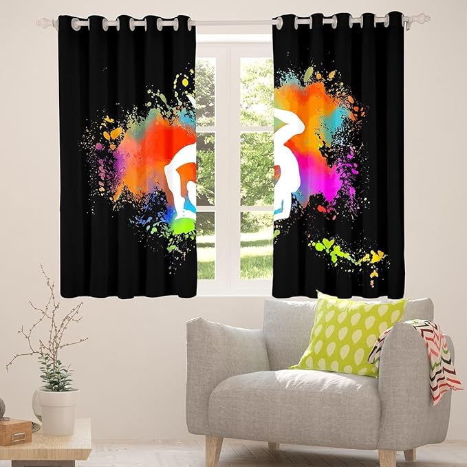 Ballet Curtains & Drapes,Ballerina Ballet Dancer Blackout Curtains,Colorful Tie Dye Window Treatments 2 Panels 42"Wx63"L,Ballet Lover Gymnastics Sport Window Curtains Teal Orange Pink Red Green