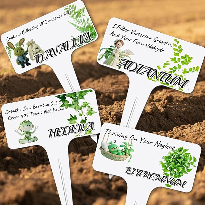 Whimsical Air Purifying Plant Character Garden Markers-17Pcs Garden Labels for Indoor House,Durable Waterproof Signs for Snake Plant,Housewarming Gift,New Home House Gift