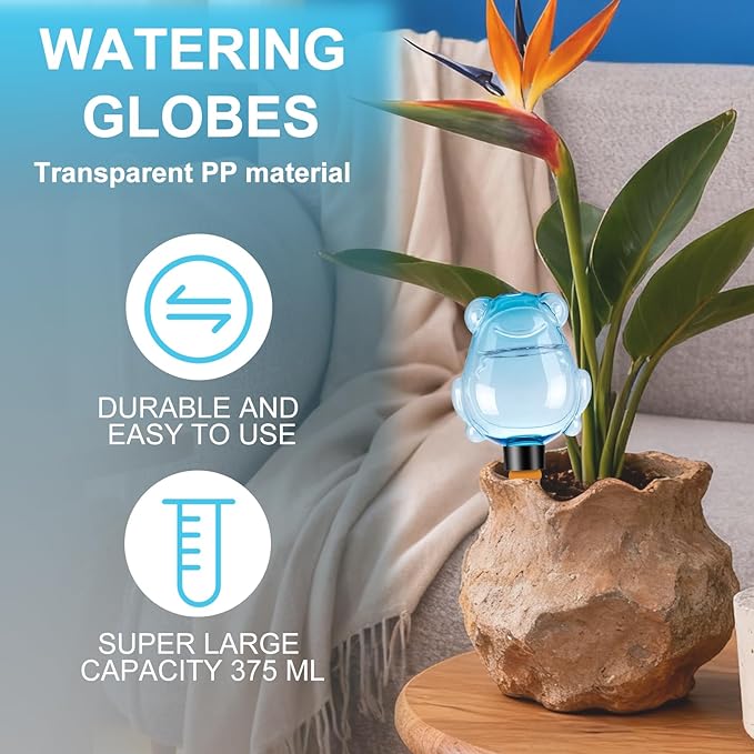 3Pcs Frog Plant Self Watering Globes for Indoor and Outdoor Plastic Water Bulbs Top Fill Plant Watering Globes Slow Release Terracotta Plant Watering Devices System for Plants, Multicolor