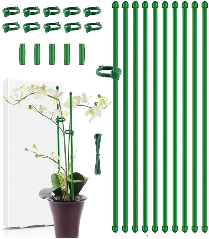 Plant Stakes,MAFONE 10Pcs 15In Monstera Plant Support Orchid Sticks Extended to 2/3/4ft, Plant Sticks Support Tall for Monstera,Orchids,Tomatoes,Vines & Indoor Outdoor Plants