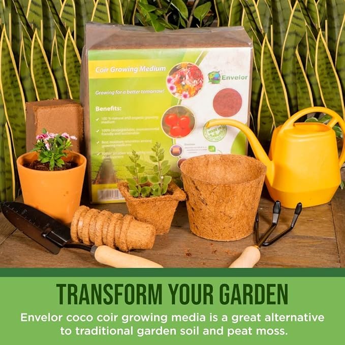 Coco Coir for Plants 6-Pack – 2.4 Gallons Compressed Coconut Coir Bricks, 1.5 lb. Bulk, Low EC, pH Balanced, Natural Coco Peat for Indoor & Outdoor Gardening, Potting Soil, Indoor Plant Soil