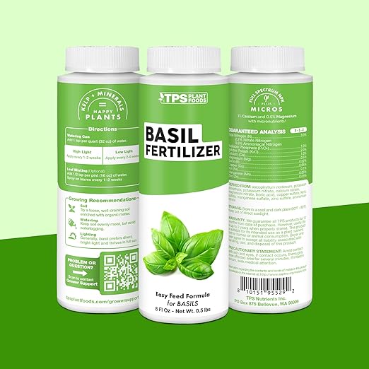 Basil Fertilizer – Liquid Plant Food for More Leaves, Fuller Plants & Fast Regrowth, 32 oz