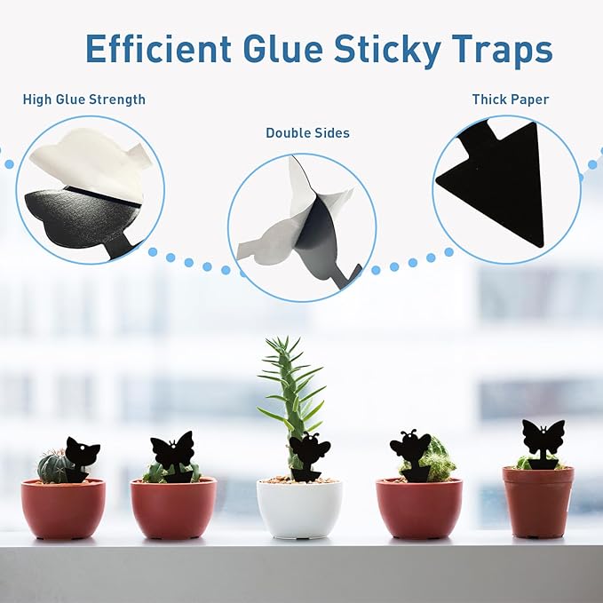 120 Pack Fruit Fly Traps for Indoor Outdoor, 3 Shapes Black Sticky Bug Traps, Double-Side Fungus Gnat Killer for Houseplants, Mosquitos, Flying Insects