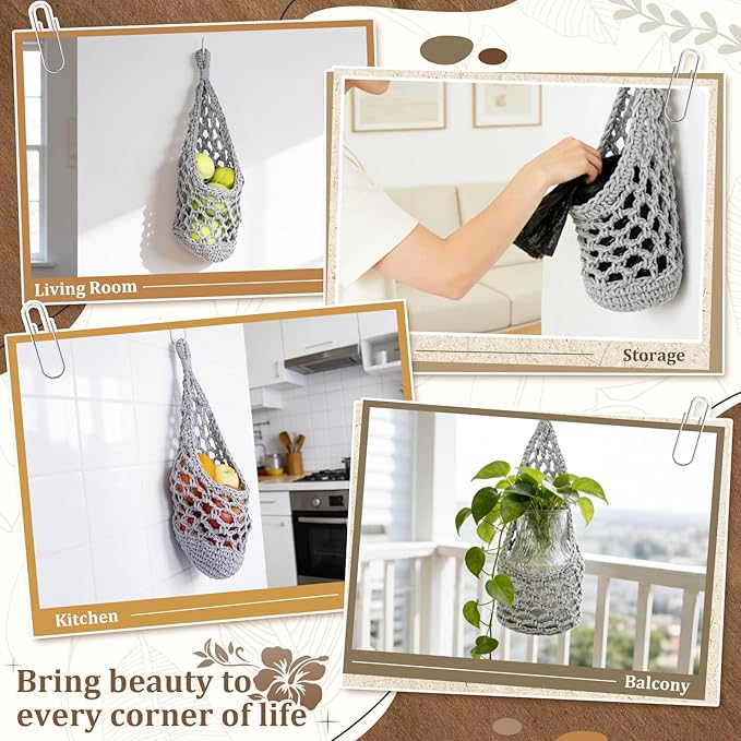 Macrame Wall Plant Hanger, Hanging Planter Basket Holder, Wall Planters for Indoor Plants, for Up to 6 Inch Pot (Grey, 6-Inch)