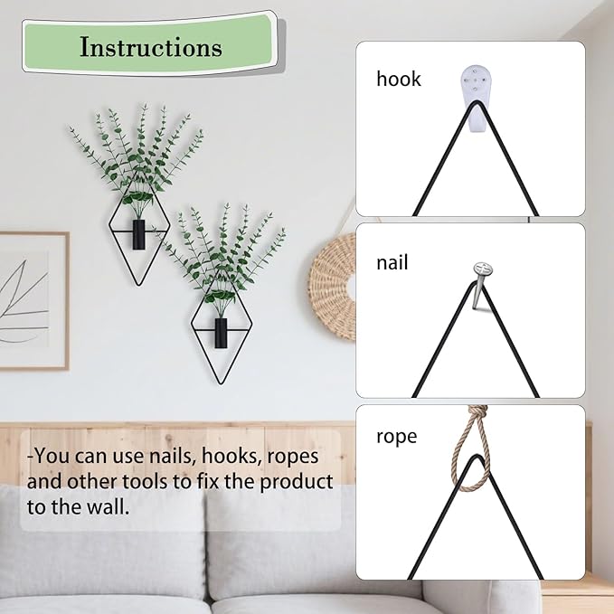GREENTIME 2 Packs Hanging Planters with 15in Artificial Eucalyptus Plants for Indoor Outdoor Home Bathroom Living Room Wall Decor