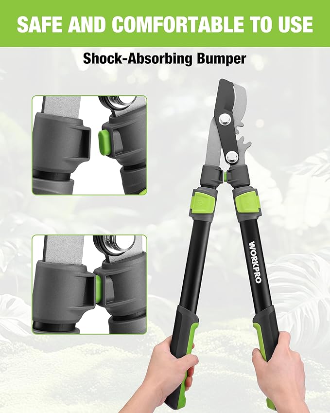 WORKPRO Extendable Bypass Lopper for Gardening, 25-37" Branch Cutter with 1.5" Cutting Capacity, Heavy Duty Pruning Shear Featuring Gear System for Tree Trimming, Tree Cutter Handheld with SK5 Blade