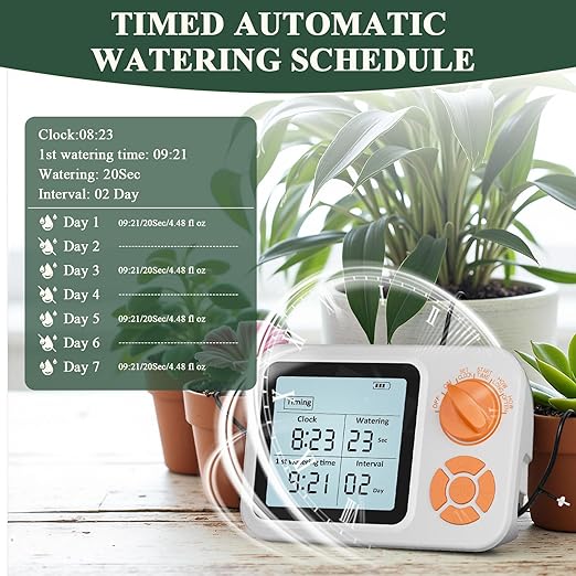 Automatic Plant Waterer Indoor, Auto Watering System for 15 Potted Plants with Programmable Timer, Smart Soil Moisture Sensor, Self Watering Plants Devices for While Away, Vacation