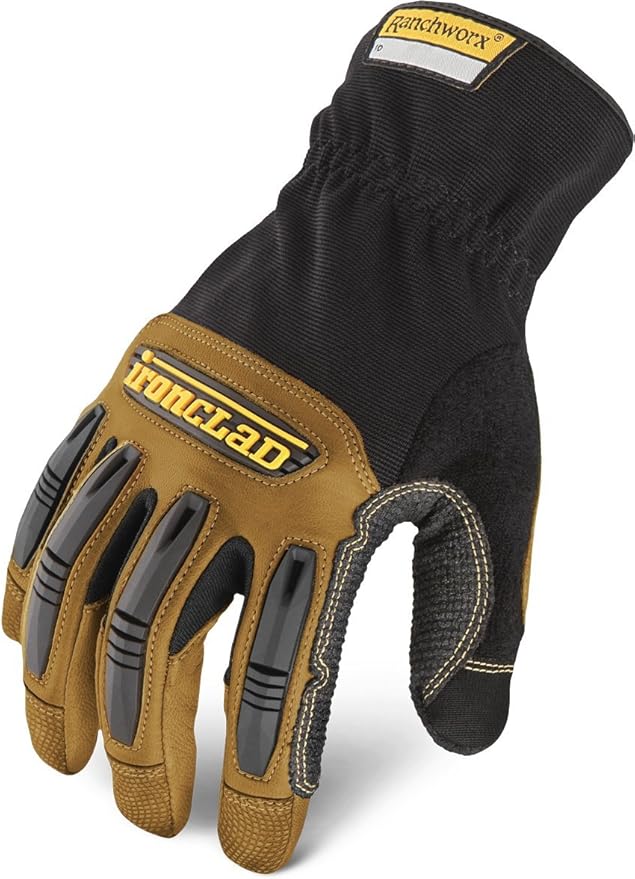Ironclad Ranchworx Work Gloves RWG2, Premier Leather Work Glove, Performance Fit, Durable, Machine Washable, RWG2-02-S, Brown/Black, Small (Pack of 1)
