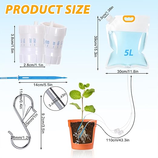 3 Pcs 5L Plant Water Bag Plant Watering System Device, Automatic Plant Waterer Self Watering IV Drip Bag Irrigation Drip Watering Bag with Adjustable Flow for Indoor Outdoor Potted Plant