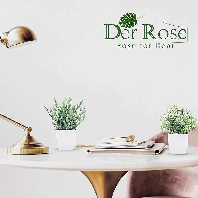 Der Rose 2 Pack Small Fake Plants Artificial Greenery Eucalyptus Plants in Pots for Bedroom Living Room Decor
