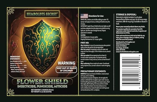 Humboldts Secret Flower Shield | Plant Care Spray for Routine Foliar Application & Maintenance | Naturally Derived, Oil-Based Formula | Indoor & Outdoor Plants | 2 Ounce