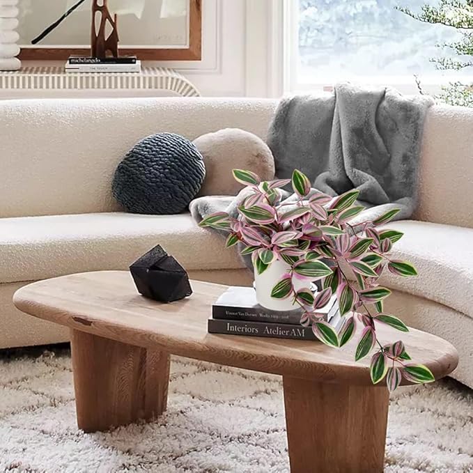 GnFlus Fake Hanging Plants in Ceramic Pot, 20 Inch Artificial Pink Ivy Leaves Plant Faux Greenery Vine Plants for Home Bedroom Office Table Shef Desk Indoor Outdoor Decor Pink