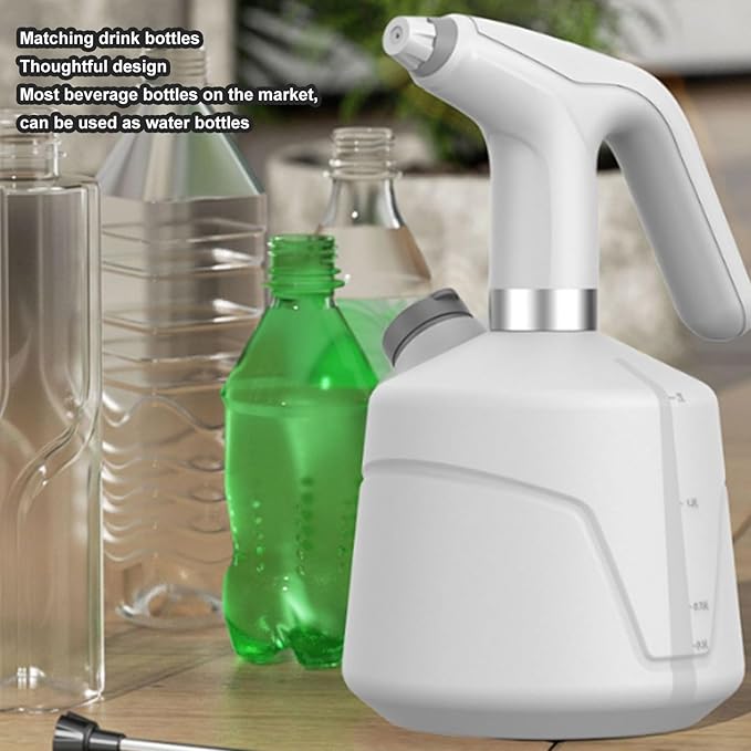 Electric Plant Spray Bottle, Rechargeable Battery, 6 Hours Lasting, Electric Quantity Display, Wide Spray Range, Water Injection Port, Suitable for Plants, Cars, Household (White)