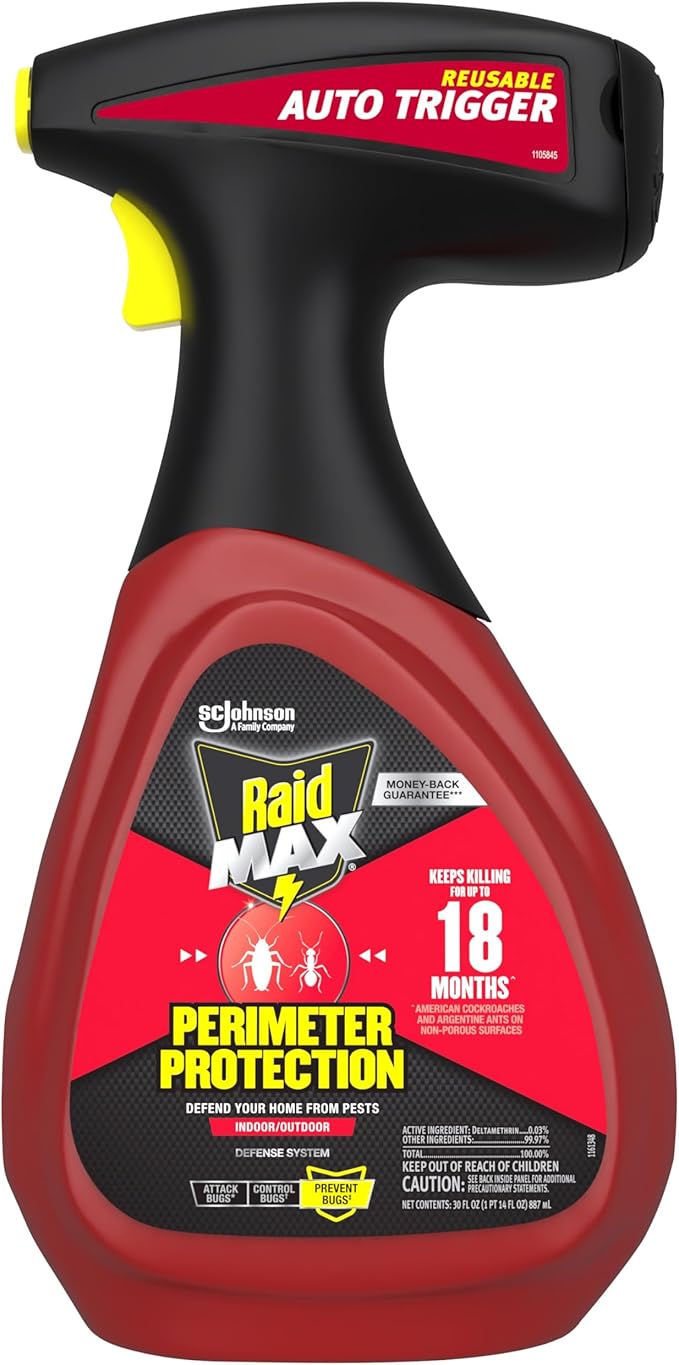 Raid Max Perimeter Protection, Multi Insect Killer Spray for Bugs, 30 fl oz