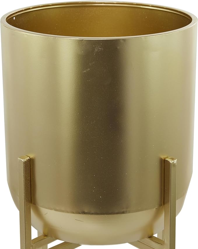 CosmoLiving by Cosmopolitan Metal Indoor Outdoor Planter Dome Large Planter Pot with Removable Stand, Planter 13" x 13" x 36", Gold