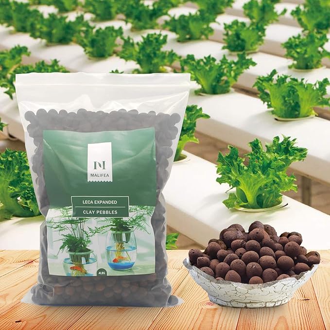 4LBS Leca Expanded Clay Pebbles Hydroponics Supplies for Indoor Garden Plants (4LBS)