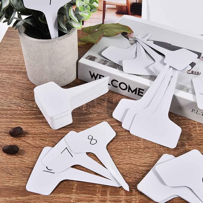 WSSROGY 360 Pcs T-Type Plastic Garden Plant Labels Tags Markers with Marker Pens for Outdoor Plants Name