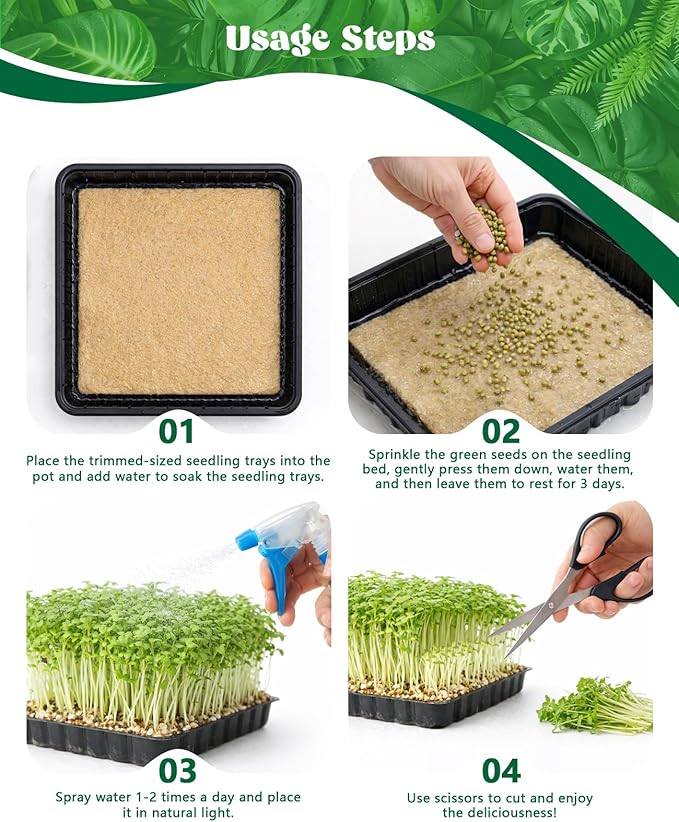 10" X 197" Microgreens Growing Mat, Jute Fiber Grow Mats Seed Sprouting Mat, Microgreens Grow Kit Hydroponic Pads for Wheatgrass, Sprouts, Hydroponics Seed Starter Trays (10" X 197")