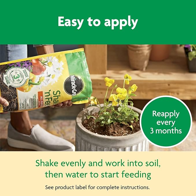 Miracle-Gro Shake 'N Feed All Purpose Plant Food - Outdoor and Indoor Plant Food for In-Ground and Containers, Feeds for up to 3 Months, 8 lbs.