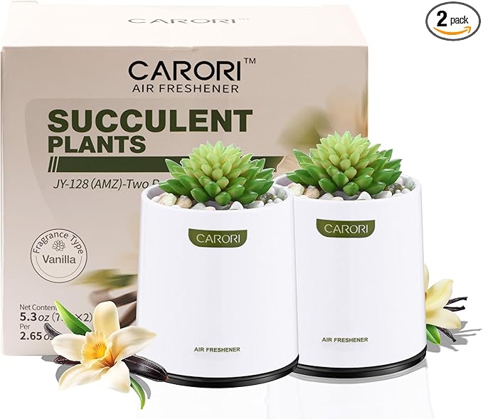 2 Pack Artificial Succulent Plants with Subtle Vanilla Scent, Faux Indoor Plants for Home Decor, Small Fake Plant for Bathroom, Bedroom, Office Decor, Aesthetic Room Accessories, Housewarming Gift