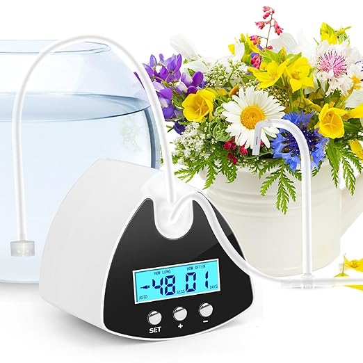 Automatic Plant Waterer Indoor | Drip Irrigation System with LED Display, Self-Priming Pump & 10 Drip Emitters