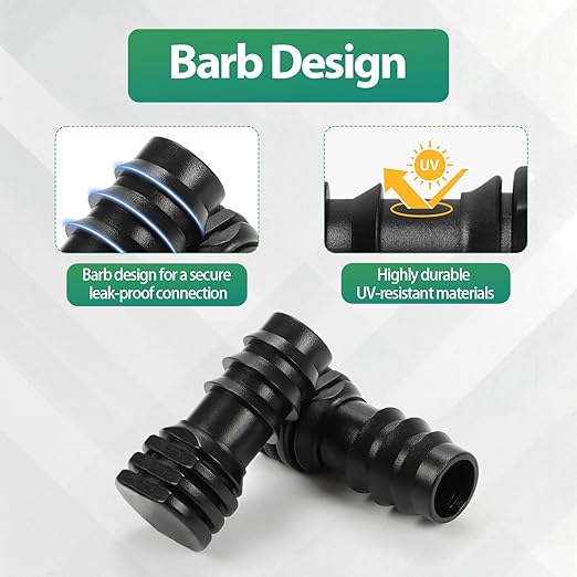 RedChili 20 Pcs 1/2 Inch Irrigation Tubing End Plug Fittings, (1/2" ID x0.6-0.63" OD) 1/2" Drip Tubing Barbed End Cap Connectors Goof Plug Parts for Garden Lawn Irrigation System
