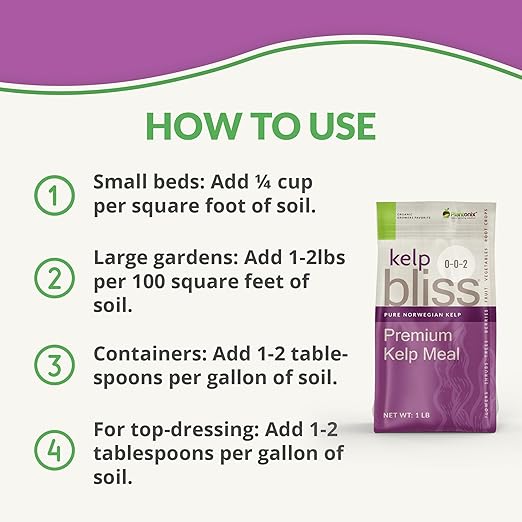 Kelp Bliss (10lbs) - Kelp Meal Organic Fertilizer for Plants, Garden Soil, Flowers, Vegetables, & Lawns - Organic Kelp Fertilizer & Soil Amendment - Natural Plant Food Rich in Vitamins & Nutrients