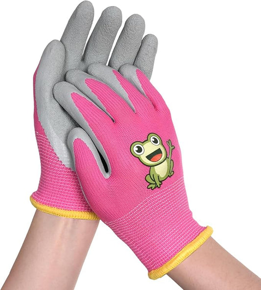 1 Pairs Kids Gardening Gloves, Youth Yard Work Garden Gloves, Children Rubber Coated Gardening Gloves for Boys Girls