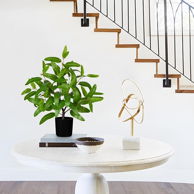 Artificial Plants Indoor with Pot, 19.7" Tall Fake Potted Plants Eucalyptus Leaves, Silk Plant for Home Decor Indoor Plants Artificial for Home & Office, Bedroom, Farmhouse, Entry Table, Shelf Decor