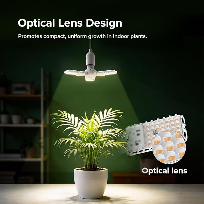 SANSI Grow Lights for Indoor Plants, 99 LEDs Plant Growing Lamp with Timer, 30W 2000LM 4000K Plant Light with Full Spectrum High PPFD, Height Adjustable Wings, 16.4FT Power Cord for Tall Large Plants