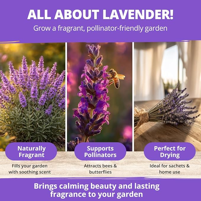 HOME GROWN Non-GMO 'Vera' English Lavender Seeds 1,500+ | True Original Heirloom | Superior Fragrance, Extreme Cold Hardy | High Germination Indoor/Outdoor (Lavandula angustifolia)