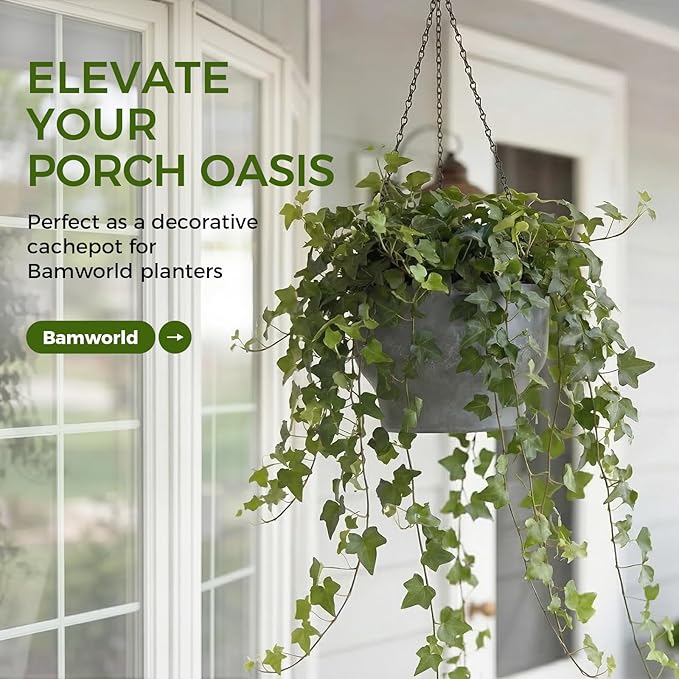 Bamworld Hanging Planters for Indoor Plants 9 Inch Plant Hanger Indoor Hanging Baskets for Plants Outdoor Hanging Plant Pot with Removable Drain Hole Hanging Plant Holder for Garden Home Porch Decor