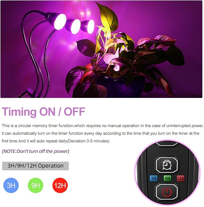 CFGROW Small Led Grow Light, Desk Clip LED Plant Grow Lamp 21W with 3pcs 360° Flexible Goosenecks for Indoor Office Home Garden Greenhouse Table Plants Growing Lighting