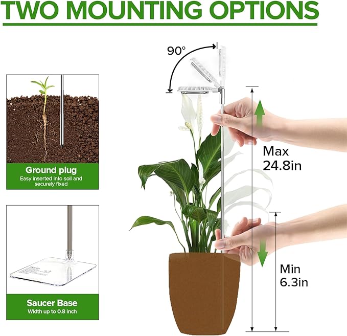 12W Stake & Desktop Grow Light for Indoor Growing,12W Grow Light with Stake High PPFD,Full Spectrum Desk Growth Lamp with Automatic Timer,4 Dimmable Levels,Height Adjustable 25"-68"（White
