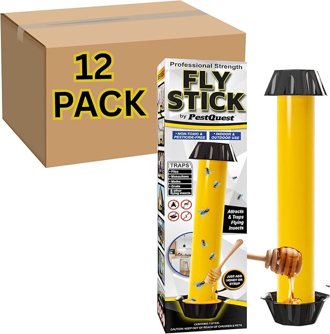 12 Pack Sticky Fly Stick Value Bundle, Fly Stick for Mosquitoes, Sticky Trap for Flies Gnats Wasp Flying Insects, Bug Catcher, Indoor or Outdoor Use, Ready to Use Home