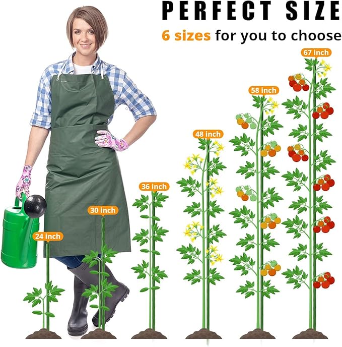 LAVEVE Garden Stakes 48 Inches Heavy Duty Steel Tomato Stake, Plastic Coated Support for Securing Trees, Climbing Plants, Cucumber, Beans, Pack of 40