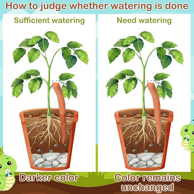 Relaxweex 12 Pcs Water Sensor Ceramic Worm The Potting Shed Worm Water Sensor Plant Decoration Moisture Monitor Gardening Houseplant Humidity Meter Fun Gardening Gift for Your Potted Plant (6 Inch)