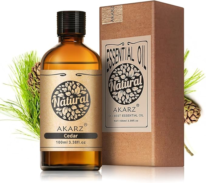 AKARZ 100ml Cedar Essential Oil Natural Cedar Oil Pure for Candle Making,DIY Skincare Products Massage,Home Spa Relaxation