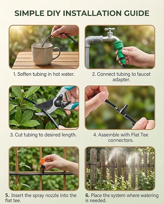 Drip Irrigation System，1/4" Blank Distribution Tubing Watering Hose, DIY Micro Sprinkler Automatic Plant Waterer for Garden, Greenhouse, Raised Bed, Patio & Outdoor Plants （50FT