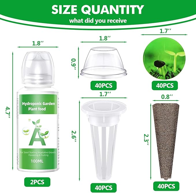 162 Pcs Seed Pods Kit, Hydroponics Growing System Grow Anything Kit with 40 Grow Sponges, 40 Grow Baskets, 40 Grow Domes, 40 Pod Labels for Seed Starting System