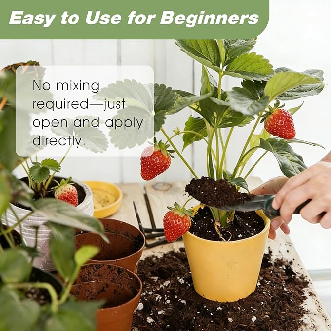 All-Natural Strawberry Soil & Potting Mix 2qt - Premium Potting Soil for All-Stage Strawberry Growth