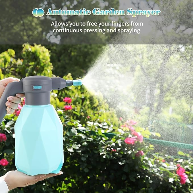 Yosoo 2L Electric Plant Spray Bottle, USB Rechargeable Garden Sprayer with Adjustable Spout and One Button Operation, for Indoor Outdoor House Flower Grass Watering (Type 1)