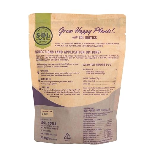 Sol Soils Necessary Nutrients Fertilizer - Biochar, Humic Acids, Mycorrhizal Fungi, Bacillus, 4oz