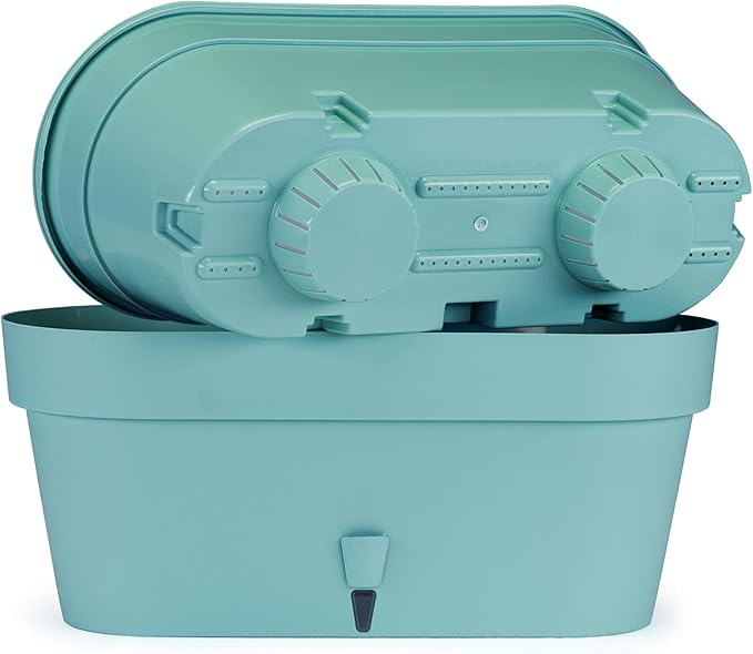 DECOPOTS - Self Watering Window Box Planter - Indoor/Outdoor - Windows/Oblong Shape Plastic Planter with Bottom Watering and Water Level Indicator (15.6 Inch Long, Graphite