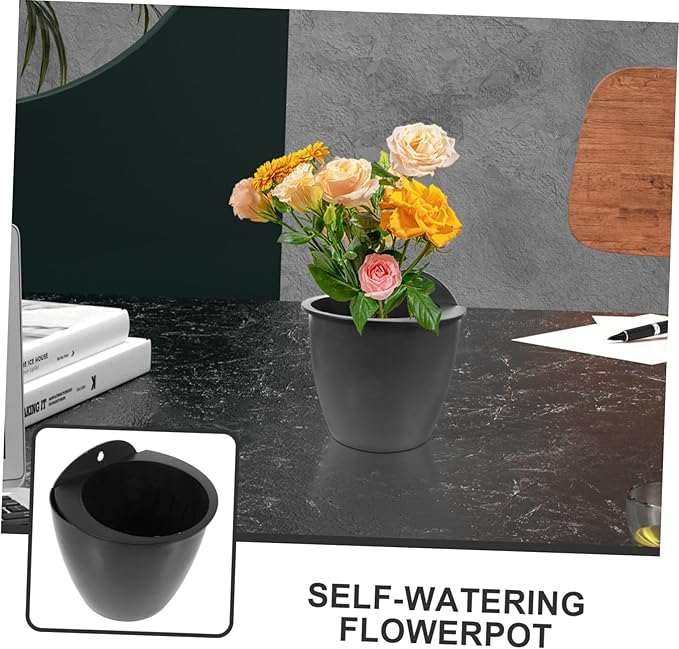 Levemolo Self-Watering Flower Planter Plastic Pot with Water Conduction Rope for Home and Office for Green Plants and Flowers Easy Care Decorative Container