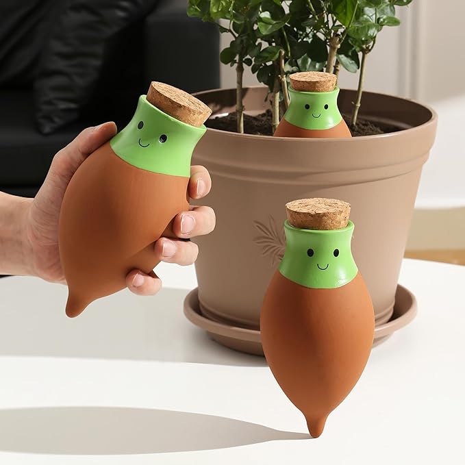 KGCCIZI Ollas Plant Watering Globes. 2 Pcs Self Watering Planter Insert. Terracotta Ollas Plant Watering Devices. Ollas Self Watering Globes. Large Olla Watering Pot. Plant Lover Gifts